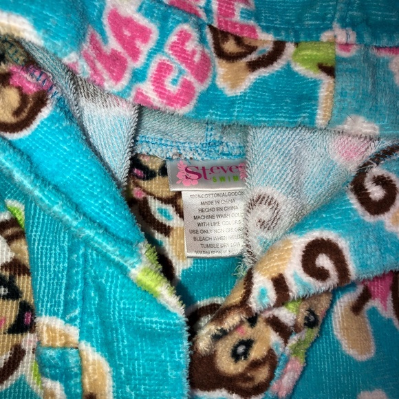 St Eve Girls Terry Swim Cover Up Monkey Hula 8/9 - Picture 3 of 3